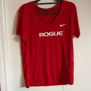 Nike Red V-Neck Tee with Logo